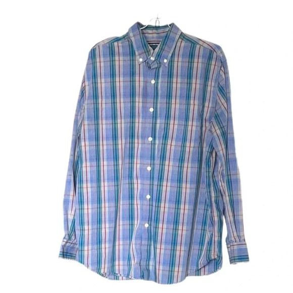 Saddlebred Wrinkle Free Stretch Plaid Button Up Long Sleeve Men’s Shirt Large - Picture 1 of 9